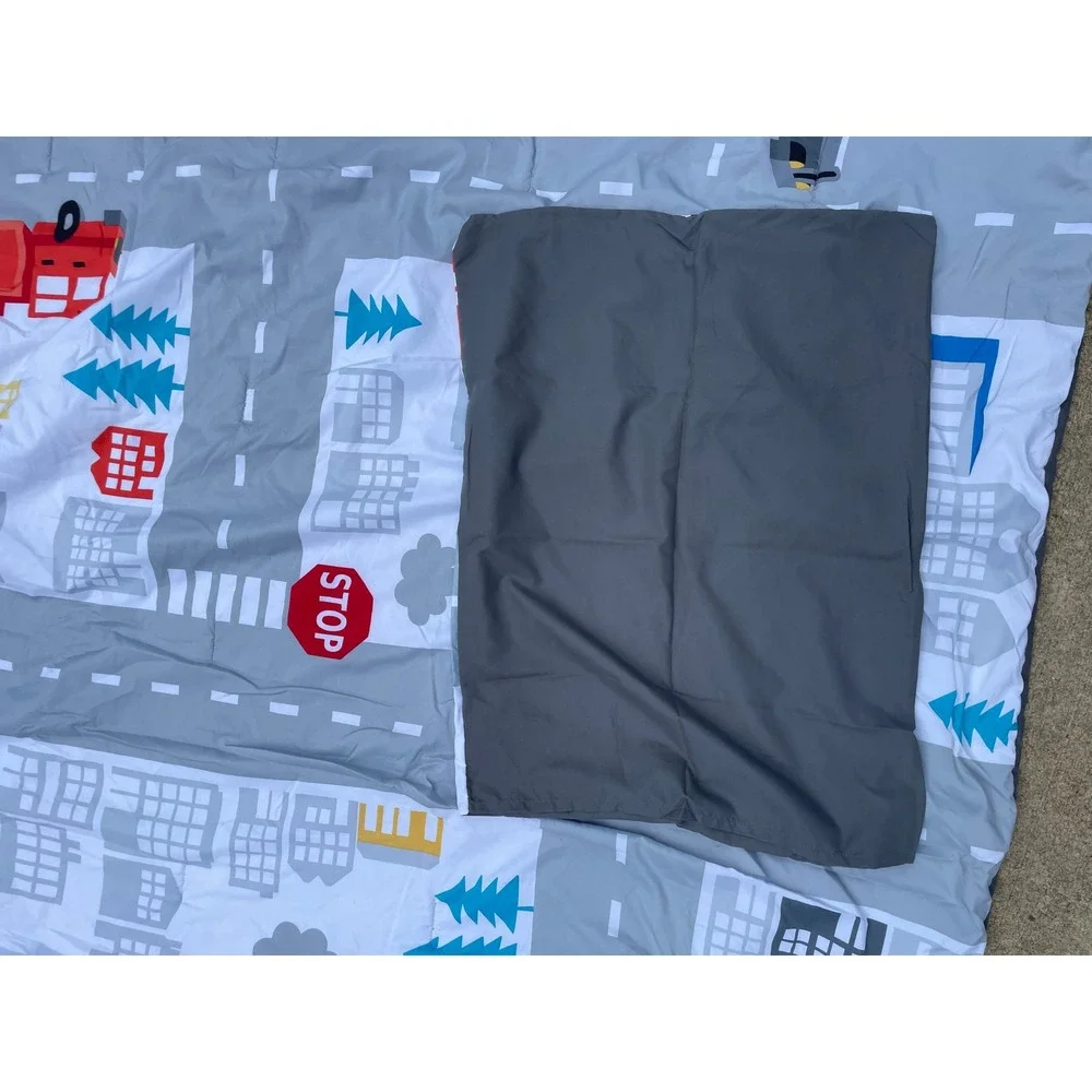 Pillowfort Road Map Twin Comforter and Sham Gray Reversible Traffic Cars Trucks